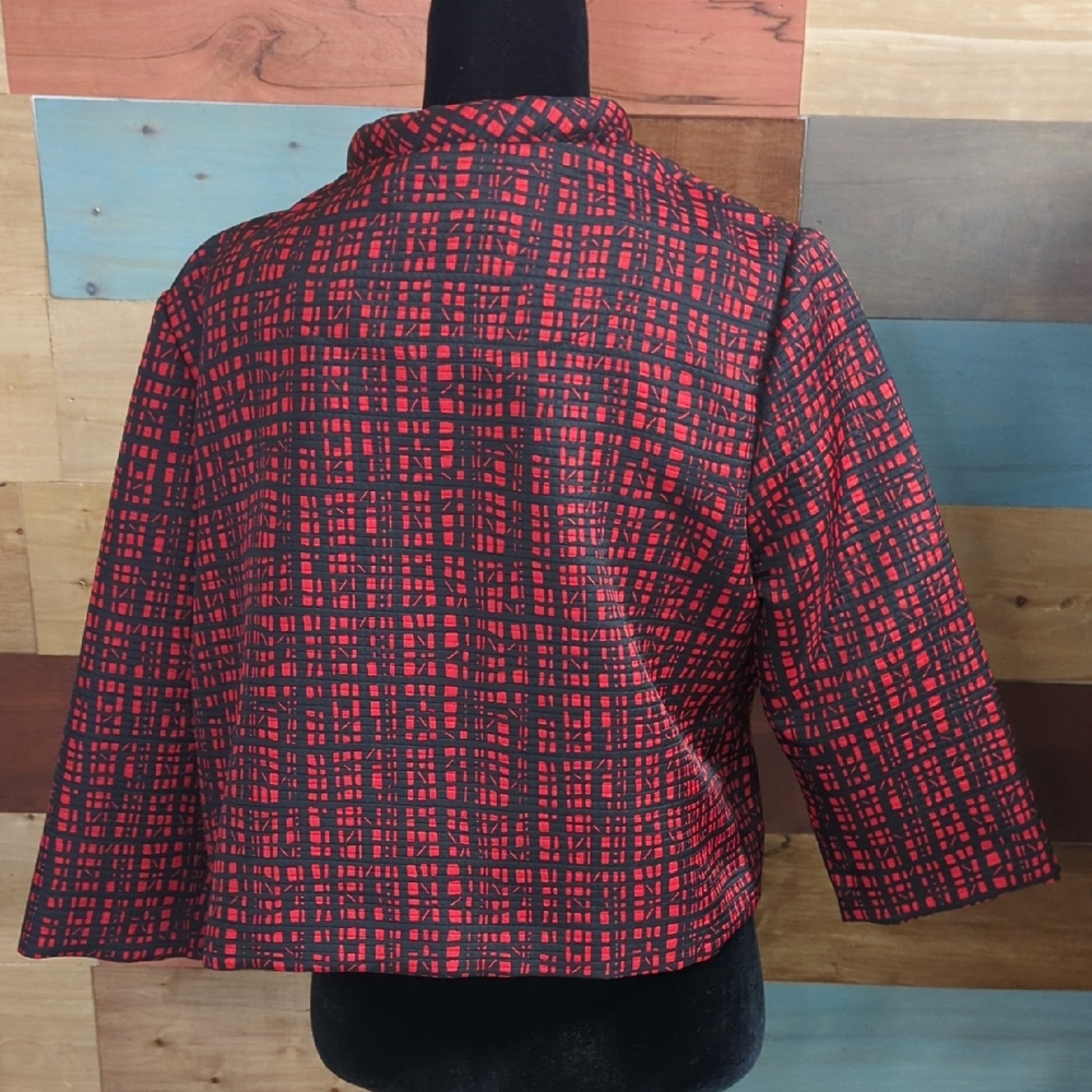 Ruby Rd. Black and Red Patterned Blazer - image 3